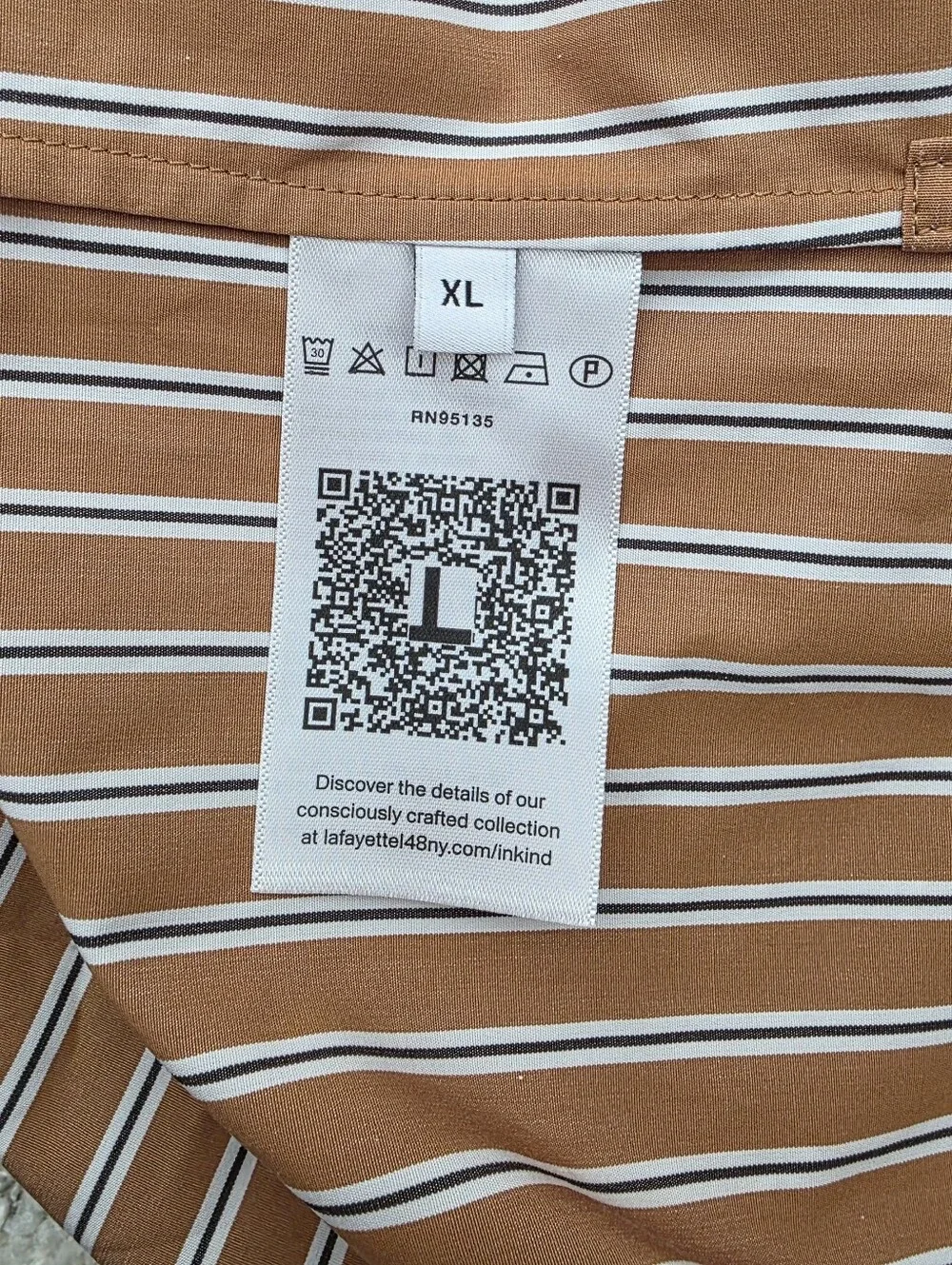 Lafayette 148 new york XL  Rust and White Striped Collared Button-Front Shirt - Picture 3 of 7